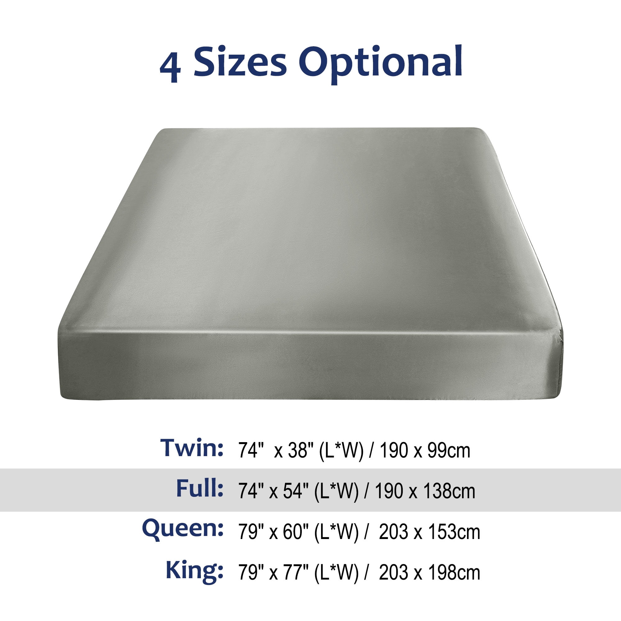 Unique Bargains 12" Large Pocket Satin Silk Fitted Sheet Full Grey