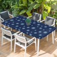 thumbnail image 2 of Christmas Table Cloths for 4 Foot Rectangle Tables, Snowflakes Xmas Blue Winter Minimalist Patio Waterproof Elastic Fitted Tablecloths, Washable Rectangular Table Cover for Camping, 2 of 8