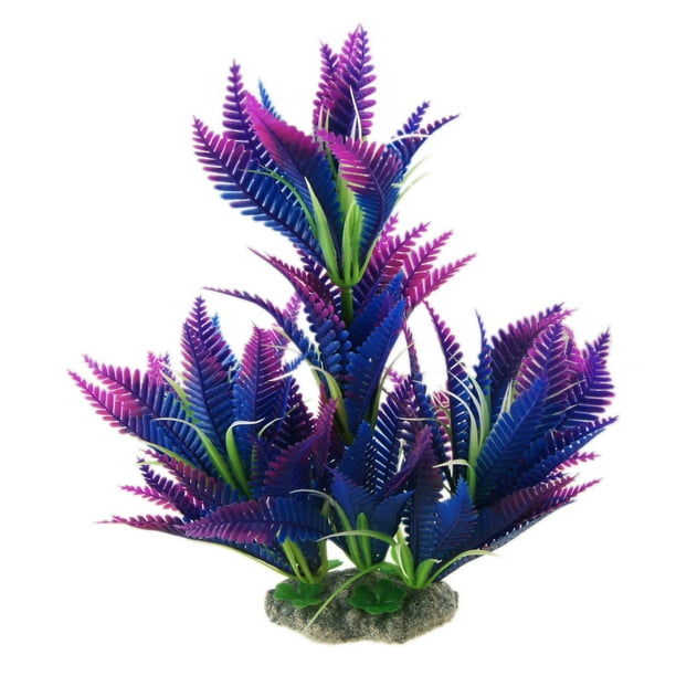 Jardin Planta de hierba de hoja larga decorativa de plástico artificial para reptiles de acuario de 9,8 pulgadas colorida