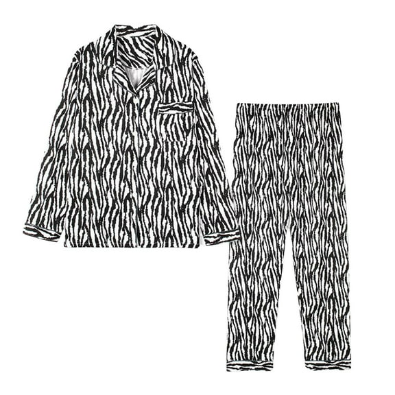 HAOTAGS Women's Pajama Sets Long Sleeve Button Down Sleepwear Nightwear Soft Pjs Lounge Sets Black Size L