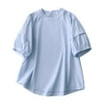 thumbnail image 1 of fheaev Chemises en Lin pour Femmes Hauts d'Été Manches 3/4 Grande Taille Col Rond Chandail Tunique Hauts Coupe Ample Blouses T-Shirt Chic Décontracté Vacances Travail Hauts, 1 of 7