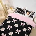 thumbnail image 2 of Erosebridal Girls Black Pink Duvet Cover Set, Cute Bow Flower Floral Bedding Full, Pink Reversible 3pcs, 1 Duvet Cover and 2 Pillowcases, No Comforter, 2 of 6