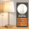 thumbnail image 6 of GPED Bedside Table Lamp for Bedroom, 3 Color Temperatures Cordless Bedside Lamp, 5 Way Dimmable Touch Table Lamp with USB Port, Rechargeable Desk lamp with Fabric Shade for Living Room, 6 of 7