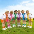 thumbnail image 6 of Kids Cheerleading Outfit Stage Show Preschool Graduation Short Sleeve T-Shirt Tee Tops Casual Shorts Boys Children's Day Outfit Dress up Party 6-7 Years, 6 of 6
