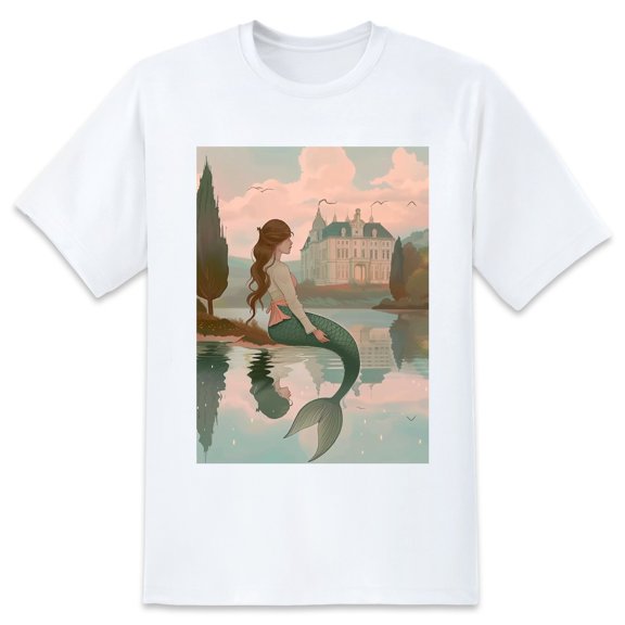 Basic Oversize Tees For WomenMermaid Loose Boyfriend Shirts Casual Blouse round neck