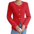 thumbnail image 2 of Solid Long Sleeveless Women Slim Fit Crew Neck Work Office Blazer Coat, 2 of 6