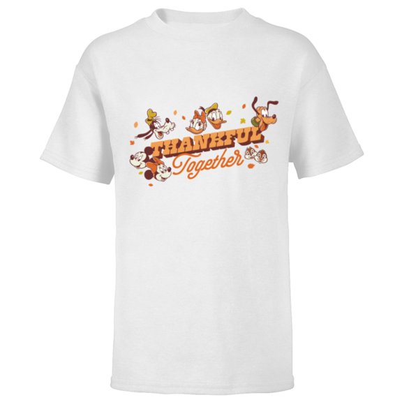 Disney Mickey Mouse and Friends Fall Thankful Together - Short Sleeve T-Shirt for Kids - Customized-White