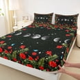 thumbnail image 5 of Homewish Red Flower Floral Queen Sheets, Bohemian Moon Phase Queen Sheet Sets, 4 Pieces, 1 Flat Sheet, 1 Fitted Sheet and 2 Pillowcases, 5 of 6