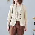thumbnail image 4 of Up To 50% Off Women's Blazers & Suit Jackets Women's Linen Blouse Casual Long Sleeve Jacket, 4 of 4