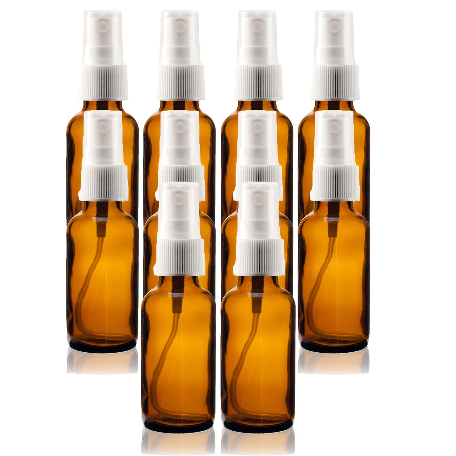Amber 2oz White Mist Sprayer Bottle (60ml) Pack of 10 Glass Tincture