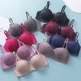 thumbnail image 4 of VBARHMQRT Backless Strapless Bra Push up Padded New Half Cup Plus Size Lingerie with Sexy Lace Ribbon and Steel Ring Gathered to Support a Stylish Non Sagging Bra 816C Cup, 4 of 7