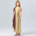 thumbnail image 6 of Huvoen Girl's Gold Dress for Halloween & Egyptian Cosplay,Medieval Vintage Short Sleeves Dresses with Belt Victorians Maxi Skirt Khaki 140, 6 of 9