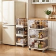 thumbnail image 4 of VECELO Clear Stackable Plastic Storage Carts, 3 Tier Storage Baskets with Wheels, Basket Organizer for Kitchen, Bathroom, Living Room, Home Office, 4 of 8
