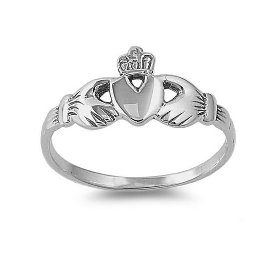 925 Sterling Silver Claddagh Luck Blessing Ring Size 1