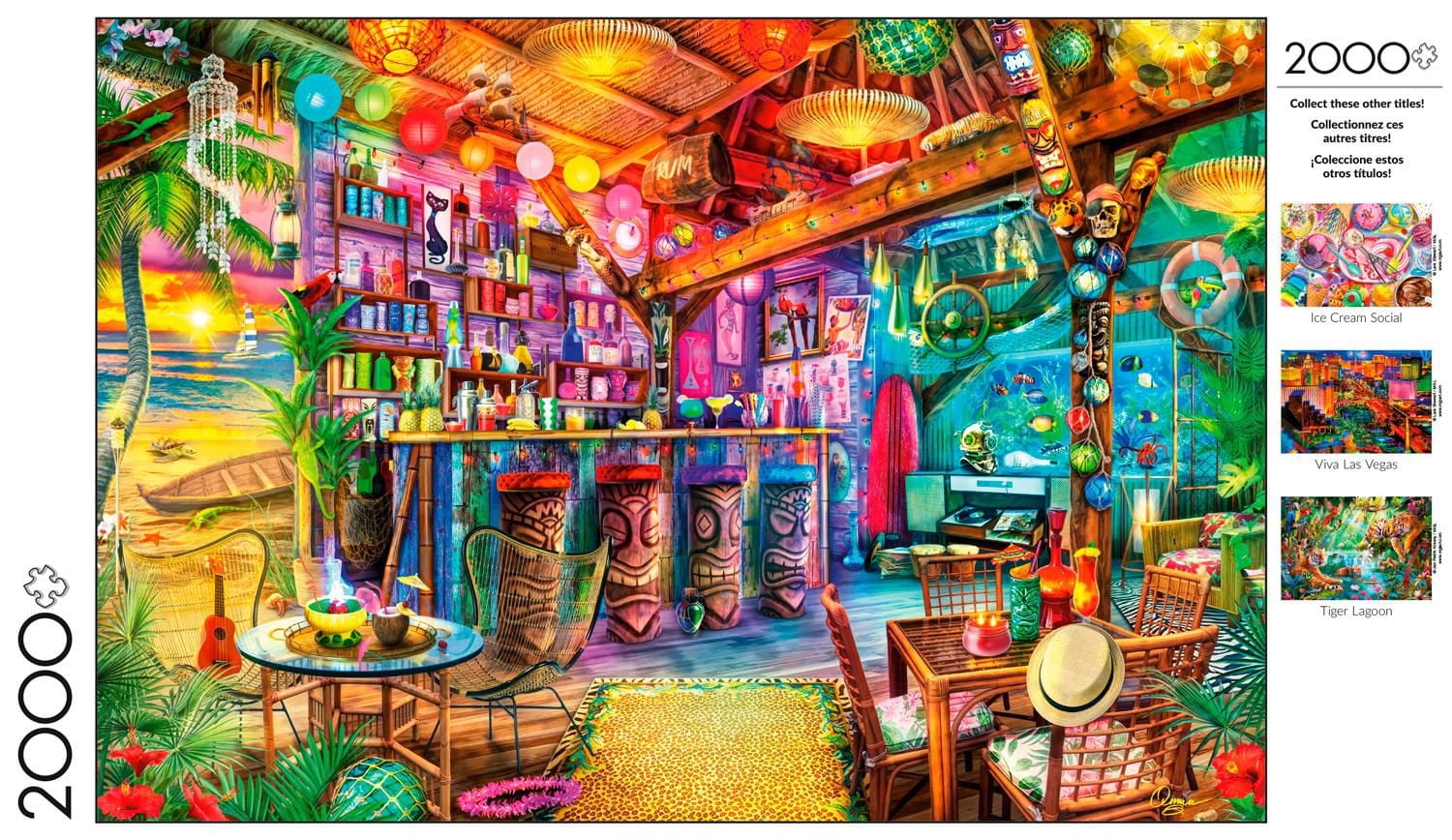 Buffalo Games Art & Photo Tiki Beach Sunset 2000 Piece Jigsaw Puzzle