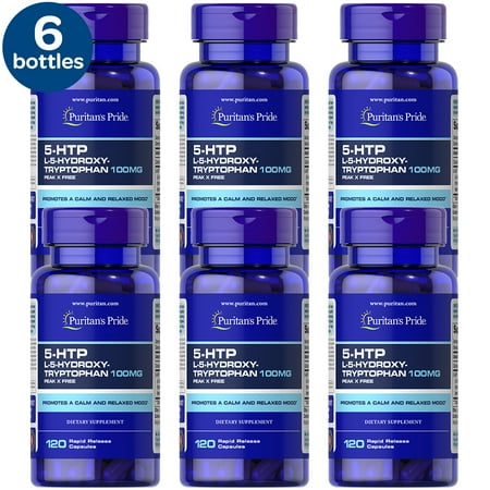 6 Pack - Puritan's Pride 5-htp 100 Mg (Griffonia Simplicifolia) Capsules, 120 ct