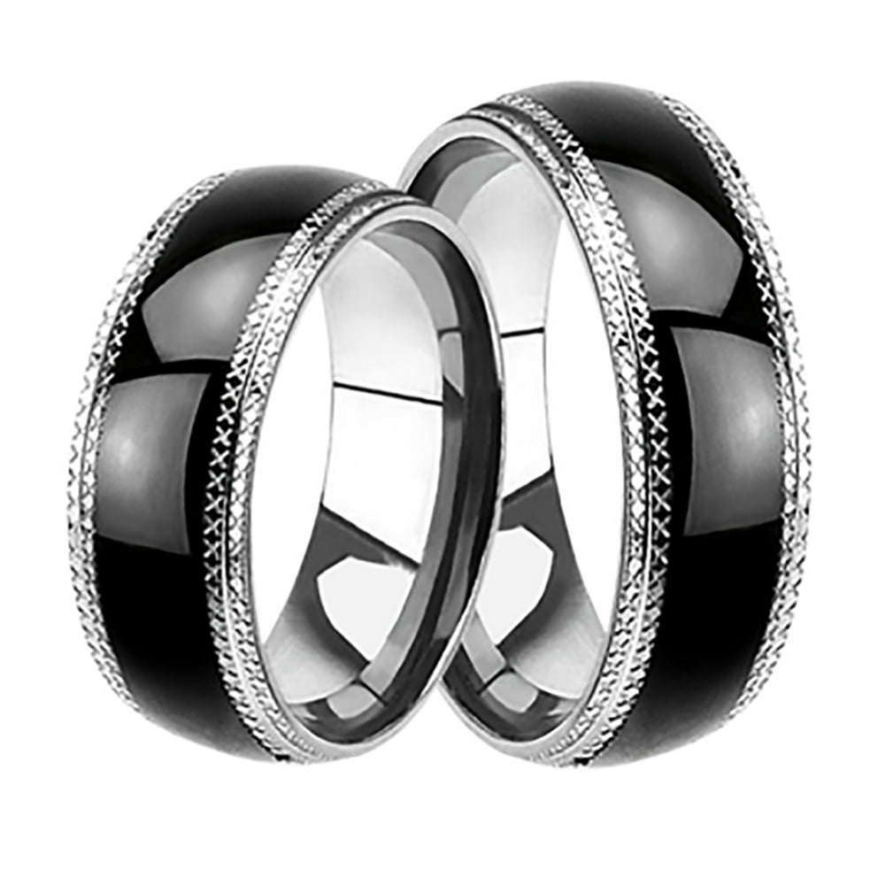 LaRaso &amp; Co Black Matching His and Hers Wedding Bands