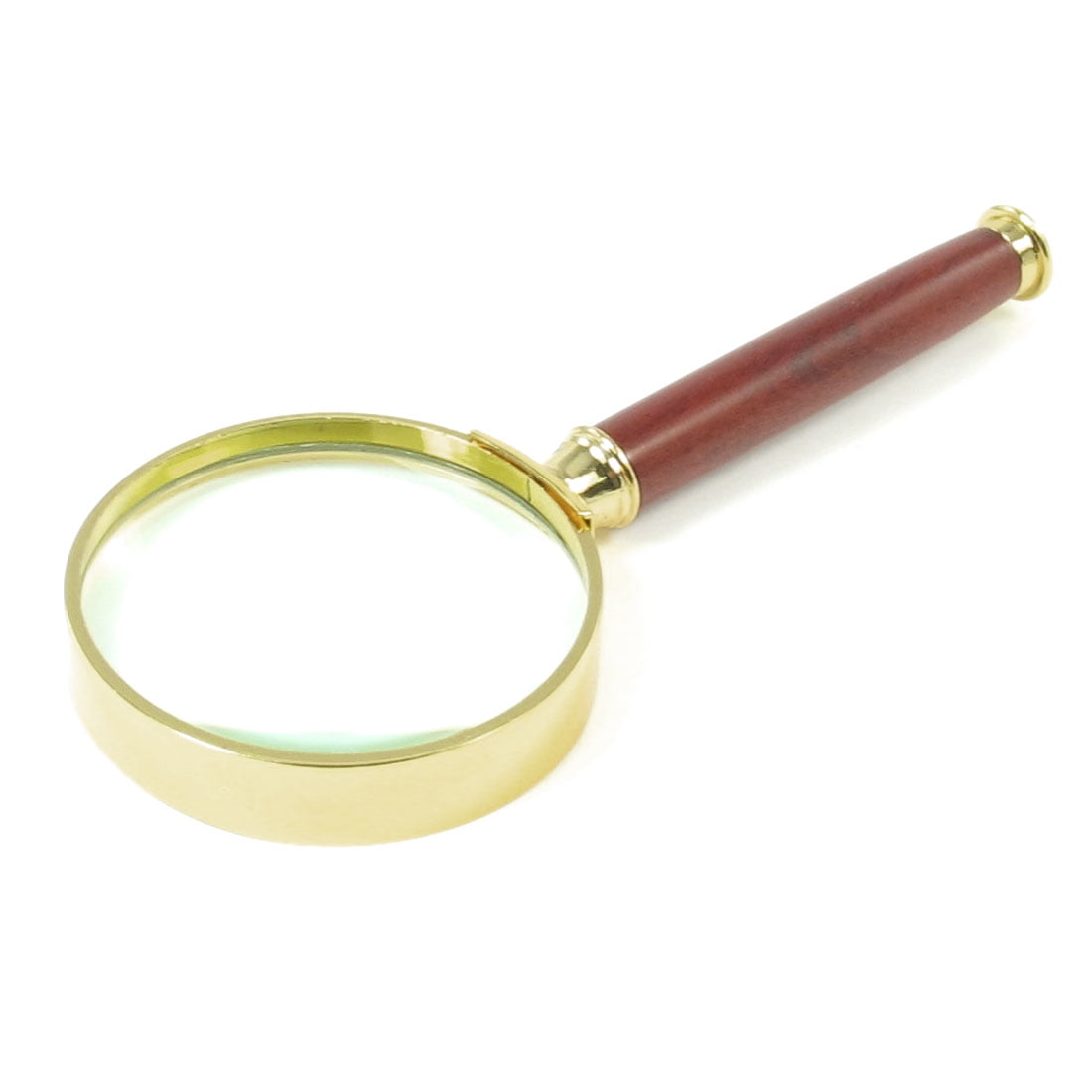 5X Retro Gold Tone Metal Frame Handle Grip Magnifying Lens Glass 45mm Dia ETS 