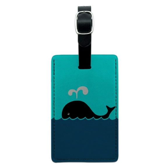 Graphics and More Whale of a Time Rectangle Leather Luggage ID Tag