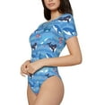 thumbnail image 2 of Naloa Blue Fish Women's Short-Sleeved Onesie, One-Piece Swimsuit for Parties, dates, clubs - Large, 2 of 9