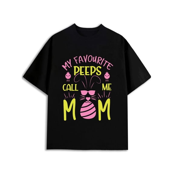 Greenink Mom's Peeps Easter Tee graphic t shirts Mens top graphic tees elegant black Fashionable, printed, machine washable Comfortable loose-fit and fashionable T-shirt spring and summer