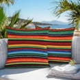 thumbnail image 5 of Mexican Colorful Outdoor Pillow Covers Set of 2 Striped Horizontal Lines Geometric Texture Waterproof Throw Pillow Case Decorative Square Cushion Cover for Patio Couch Garden Balcony, 20"x20", 5 of 9