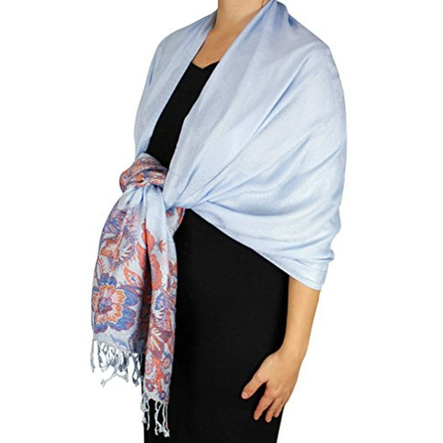 Peach Couture Châle Pashmina Réversible à Bordure Florale Cachemire Exclusif