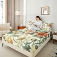 thumbnail image 4 of Feelyou Garden Flower Women Queen Sheet Sets, Green Yellow Bed Set, 4 Pieces, 4 of 7