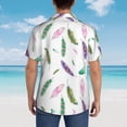 thumbnail image 5 of Colored Feather White Mens Hawaiian Shirt Short Sleeve Casual Button Up Tropical Summer Beach Shirt, 5 of 9