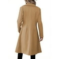 thumbnail image 2 of Fall Winter Womens Long Double Breasted Coats Lapel Collar Pea Coat Slim Fit Jackets Trench Coat Outwear, 2 of 5