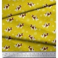 thumbnail image 2 of Soimoi Yellow Modal Satin Fabric Bird,Paw & Cocker Spaniel Dog Printed Craft Fabric by the Yard 42 Inch Wide, 2 of 3