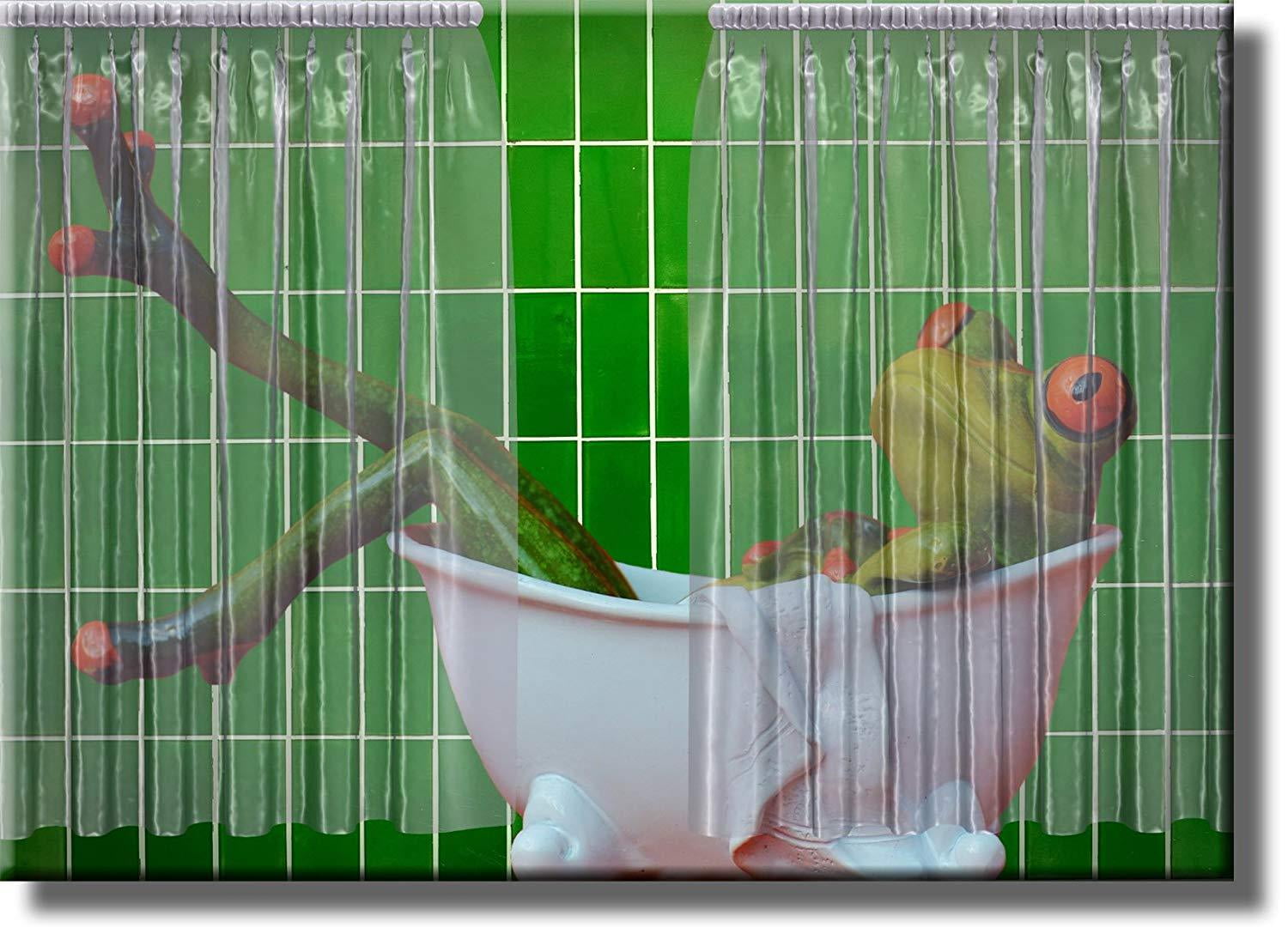 Frog in Bathtub Bathroom Picture on Stretched Canvas, Wall Art Décor