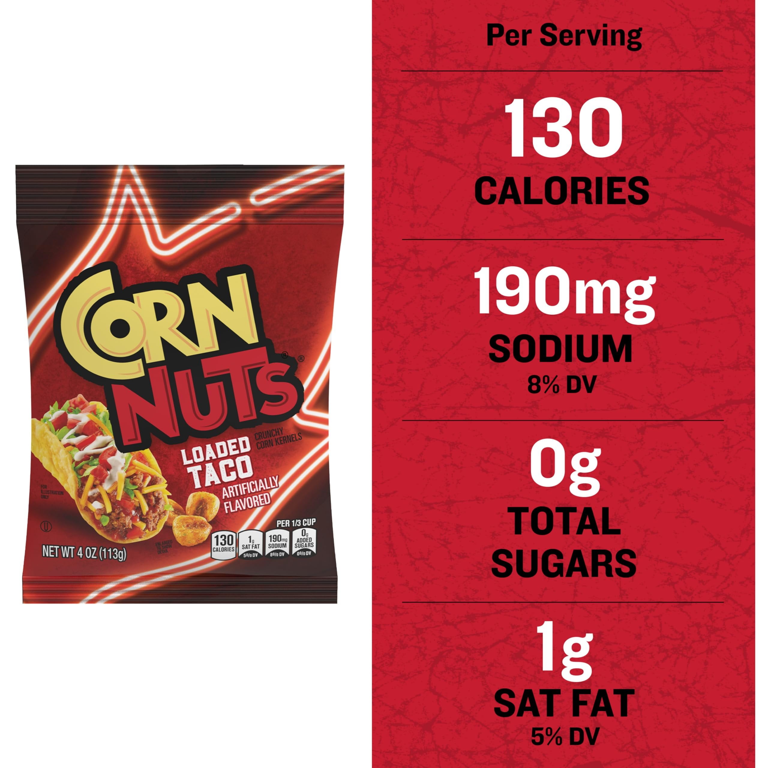 CORN NUTS Loaded Taco Crunchy Corn Kernels 4 OZ Bag, 12-Pack, 3 LB