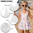 thumbnail image 6 of Xoenoiee Rabbit Bunny Egg Print Girls One Piece Swimsuit Easter Sleeveless Bathing Suit with Skirt UPF 50+ Kids Rash Guard Beach Swimwear Swim Dress, Size 6-7 Years, 6 of 7