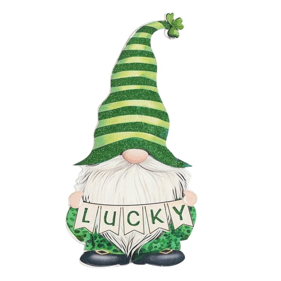 St Patrick's Day Welcome Sign, Gnome Shamrock Wooden Door Sign, St. Patrick's Day Hanging Decorations for Indoor Outdoor Home Holiday Party Decorations