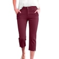 thumbnail image 1 of StSilkitty Casual Capris Pants for Womens High Waist Stretch Button Cropped Pants Solid Color Soft Capri Pant with Pockets, 1 of 9