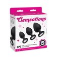 thumbnail image 1 of Gemsations 3 pc 2.75" amp; 3.15" amp; 3.7" Silicone Bling Bling Butt Plug Training Set - Black, 1 of 5