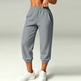 thumbnail image 5 of Wensltd Women's Capri Jogger Trousers Solid Elastic Waist Side Pockets Cropped Daily Wear, 5 of 8