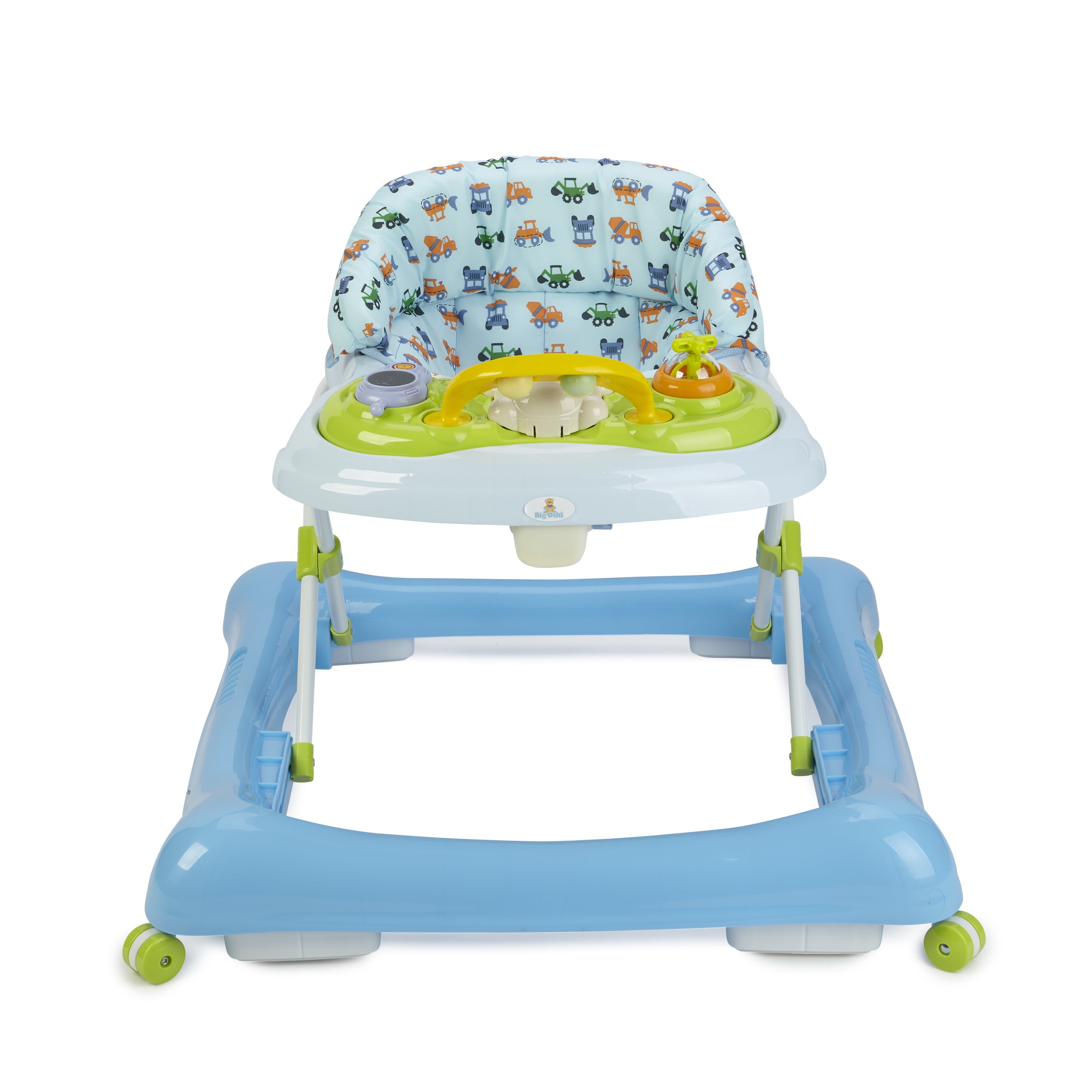 Big Oshi 2 in 1 Baby Walker & Activity Center on Wheels Adjustable Seat Sky Blue/Car Design
