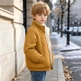 thumbnail image 5 of DJDLJWCJ Boys Winter Coat Fleece Lined Thicken Warm Quilted Jacket Solid Color Comforty Down Jacket Yellow Size 7, 5 of 9