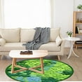 thumbnail image 6 of Non Slip Bath Rugs, Hwkond Round Green Moss Carpet, Imitation, Floor Mat For Bedroom And Living Room, Non-Slip Balcony Hanging Basket Floor Mat, Bedside Blanket For Bedroom,Green,31.5in, 6 of 8