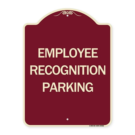 SignMission Designer Series Sign - Employee Recognition Parking | Burgundy 18" x 24" Heavy-Gauge Aluminum Architectural Sign | Protect Your Business & Municipality | Made in the USA