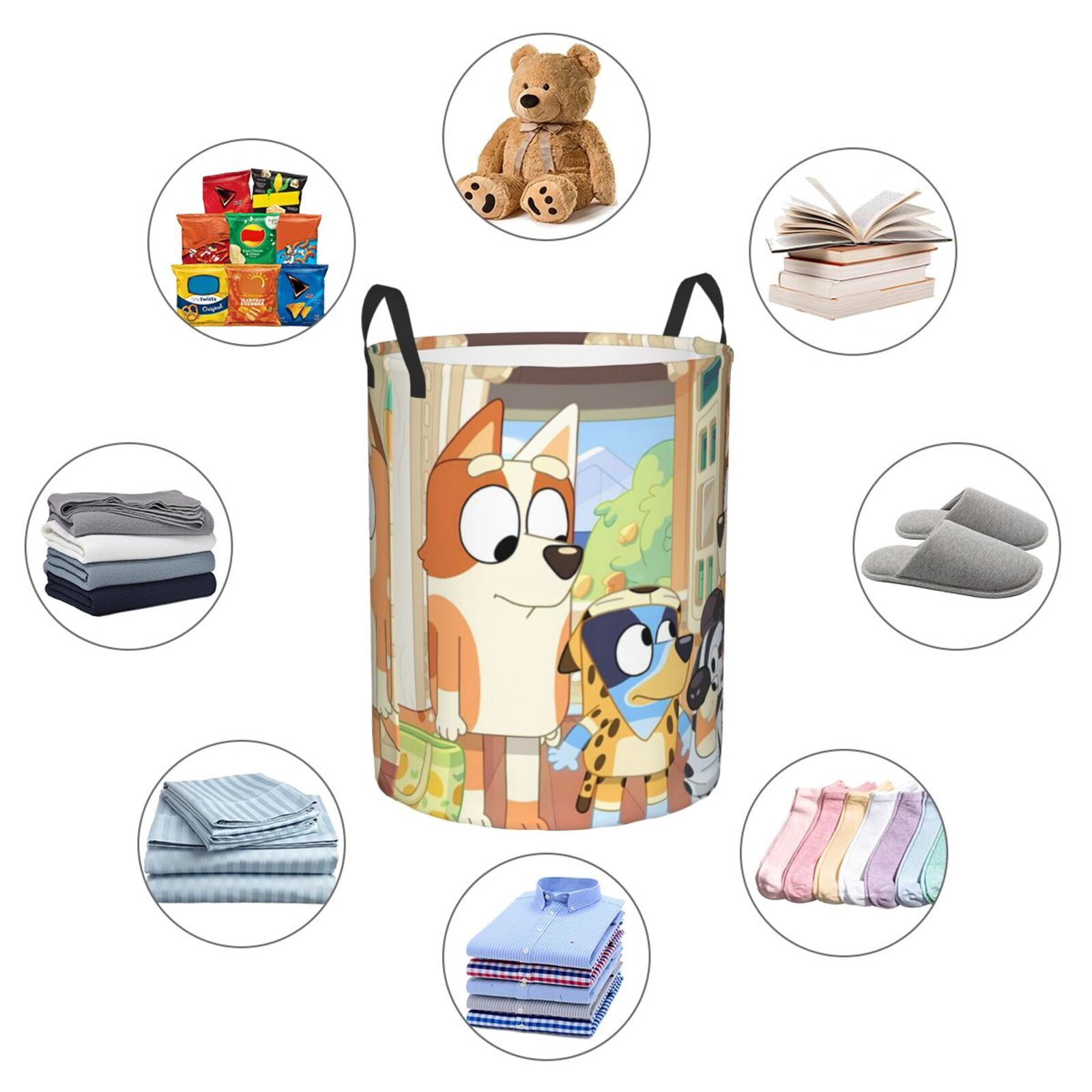 Johaoi Bluey Pattern Round Large Laundry Basket -Storage Basket - Toy Storage Basket, Perfect as Hamper, Kids Room Storage, and Toy Containment-