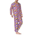 thumbnail image 2 of Naloa Yellow Lemon And Orange Men’s Pajamas Set - Long Sleeve Button Down Sleep Shirt and Pajama Bottoms Sleepwear Set-X-Large, 2 of 7