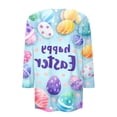 thumbnail image 3 of HAVUITYY Easter 3/4 Sleeve Sweaters for Womens, Cute Bunny Eggs Printed Womens Goung Out T-Shirts, Women's Spring Lightweight Tops, 3 of 5