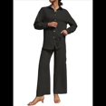 thumbnail image 2 of Traje de Verano para Mujer, de Dos Piezas, con Camisa, Pantalones y Ropa Deportiva Informal para Playa y Vacaciones Negro M, 2 of 10