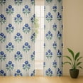 thumbnail image 6 of Vargottam Floral Block Print Sheer Curtains for Tall Doors & Windows - Set of 2, 90", Grommet Top, Printed Georgette Light Filtering Panels for Home Decor, 6 of 9
