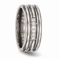 thumbnail image 5 of Grey Titanium Ring Band Wedding Cubic Zirconia CZ Polished Grooved, 5 of 7