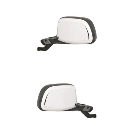 Door Mirror - Cooling Direct Fit/For F7TZ17682DAA; F3TZ17683B 92-98 Ford Pickup 92-96 Bronco Mirror Manual Pair, Both Left Hand Driver + Right Hand Passenger Set Black/Chrome