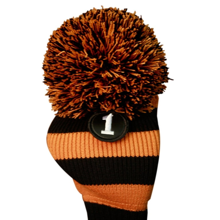 Majek Golf Club Head Covers: Black & Orange Limited Edition Tour Knit Retro  Old School Vintage Stripe Pom Pom Throwback Classic Long Neck 460cc Driver 